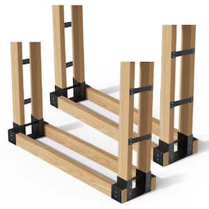 13 in. W Outdoor Firewood Log Rack Bracket Kit, Fireplace Wood Storage Holder - Adjustable to Any Length (4-Bracket Kit)