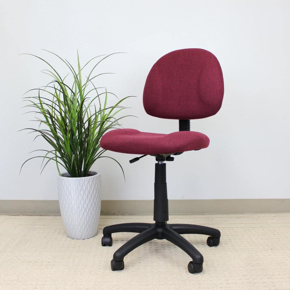 Burgundy Ergonomic Armless Fabric Office Chair