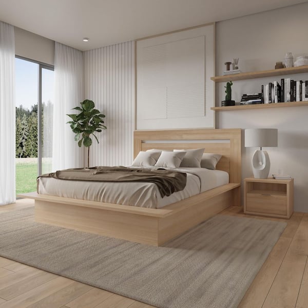 Sarina 3-Piece Natural Blonde Oak Wood Queen Size Bedroom Set