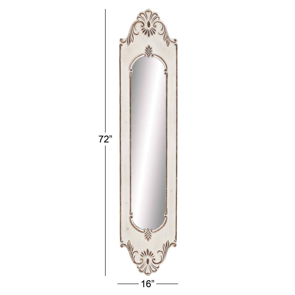 Distressed White Wood Full Length Arch Wall Mirror