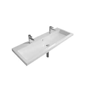 Cangas Wall Mounted Ceramic Bathroom Sink in White