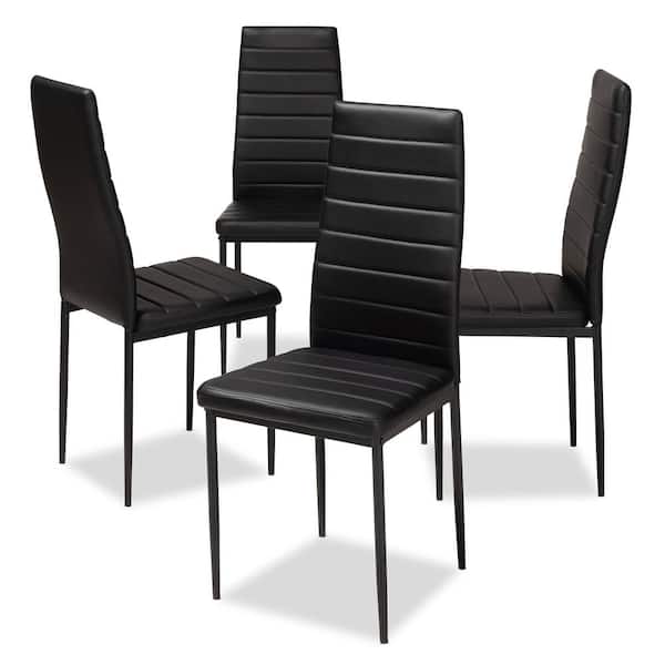 Baxton Studio Armand Black Faux Leather Upholstered Dining Chair (Set of 4)