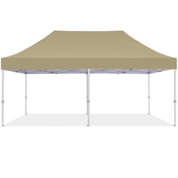 Terracemaster Commercial 10 ft. x 20 ft. Khaki Pop Up Canopy Tent with Roller Bag