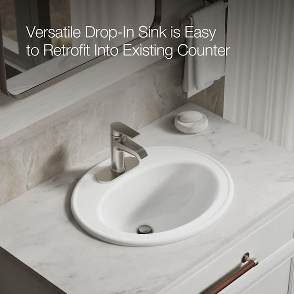 KOHLER Pennington 20-1/4 in. Drop-In Vitreous China Bathroom Sink