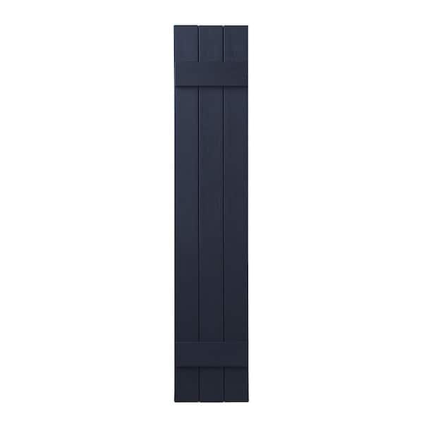 Ply Gem 11 in. x 51 in. Polypropylene Plastic 3-Board Closed Board and Batten Shutters Pair in Dark Navy