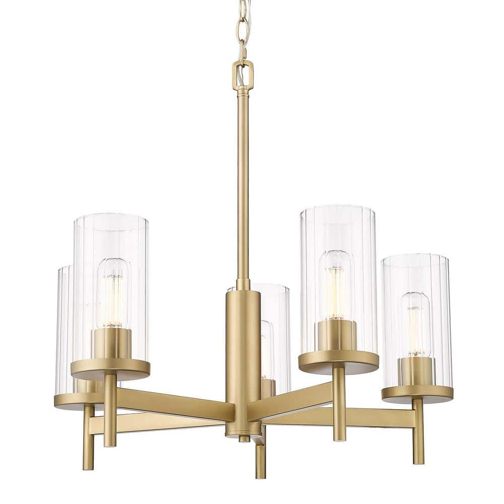 Golden Lighting Winslett 5-Light Brushed Champagne Bronze and Clear ...