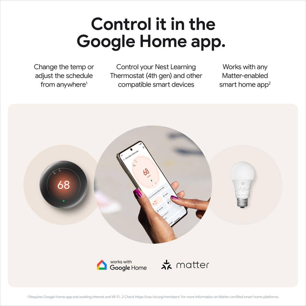 Google Nest Black Programmable Learning Thermostat with Temperature Sensor