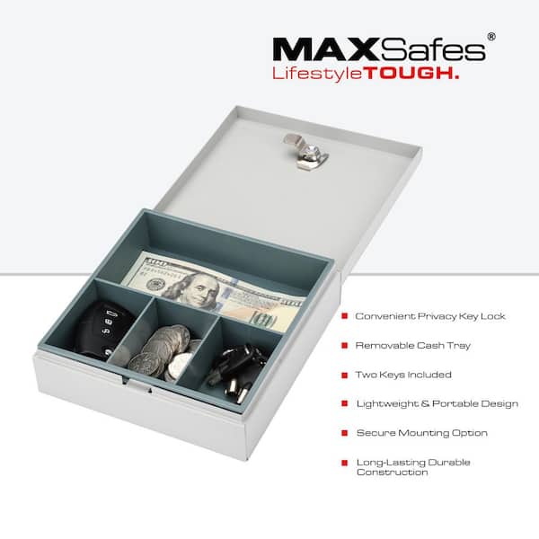 0.04 cu. ft. Privacy Keylock Cash Box Safe in White