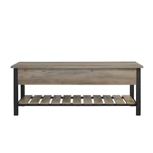 48 in. Gray Wash Open-Top Storage Bench with Shoe Shelf