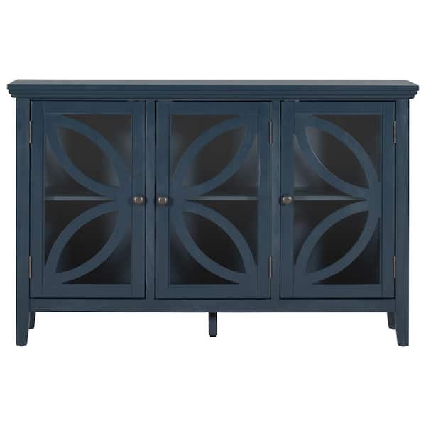 HBEZON 47-1/5 in. W x 11-4/5 in. D x 30-7/10 in. H in Blue Ready to Assemble Floor Wooden Kitchen Cabinet with Adjustable Shelf