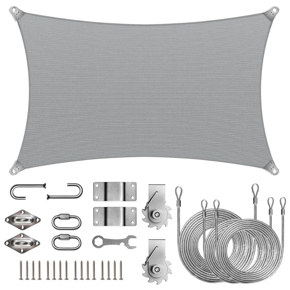 Super Ring 12 ft. x 12 ft. Sun Shade Sail with Winch Kits-Grey price history on PriceWatchPro
