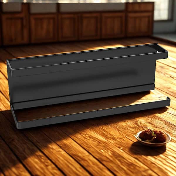 Magnetic Mount Black Finish Paper Towel Holder Iron Kitchen Towel Bar Rack for Refrigerator Door Bathroom