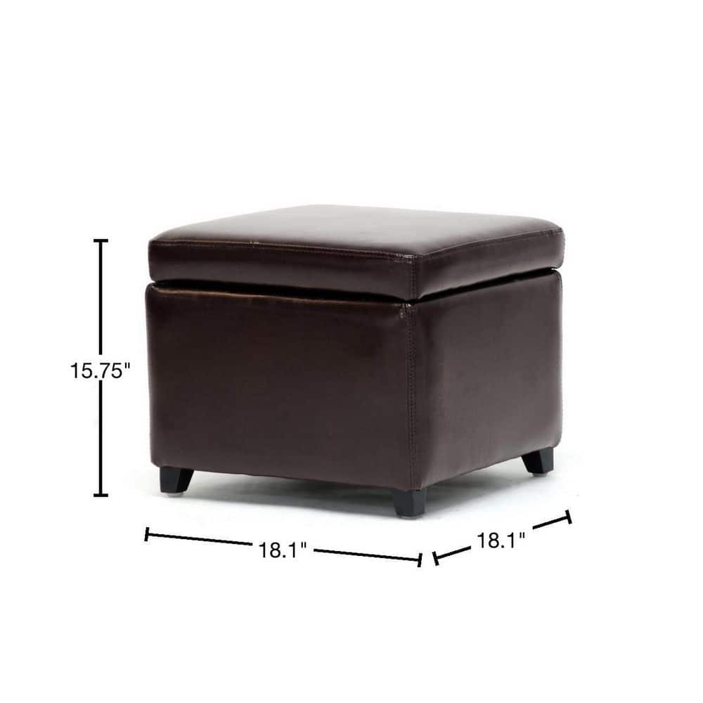 Baxton Studio Dark Brown Faux Leather Storage Cube Ottoman