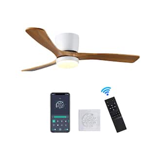 42 in. Indoor/Outdoor White Modern Flush Mount LED Ceiling Fan with APP, Wall and Remote Control Included