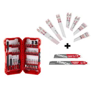 SHOCKWAVE Alloy Steel Screw Driver Bit Set with Metal Cutting Bi-Metal Reciprocating Saw Blade Set (63-Piece)