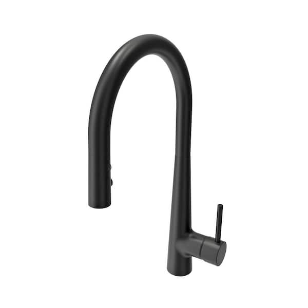 Lugano 2.0 Single Handle Pull Down Sprayer Kitchen Faucet in Matte Black