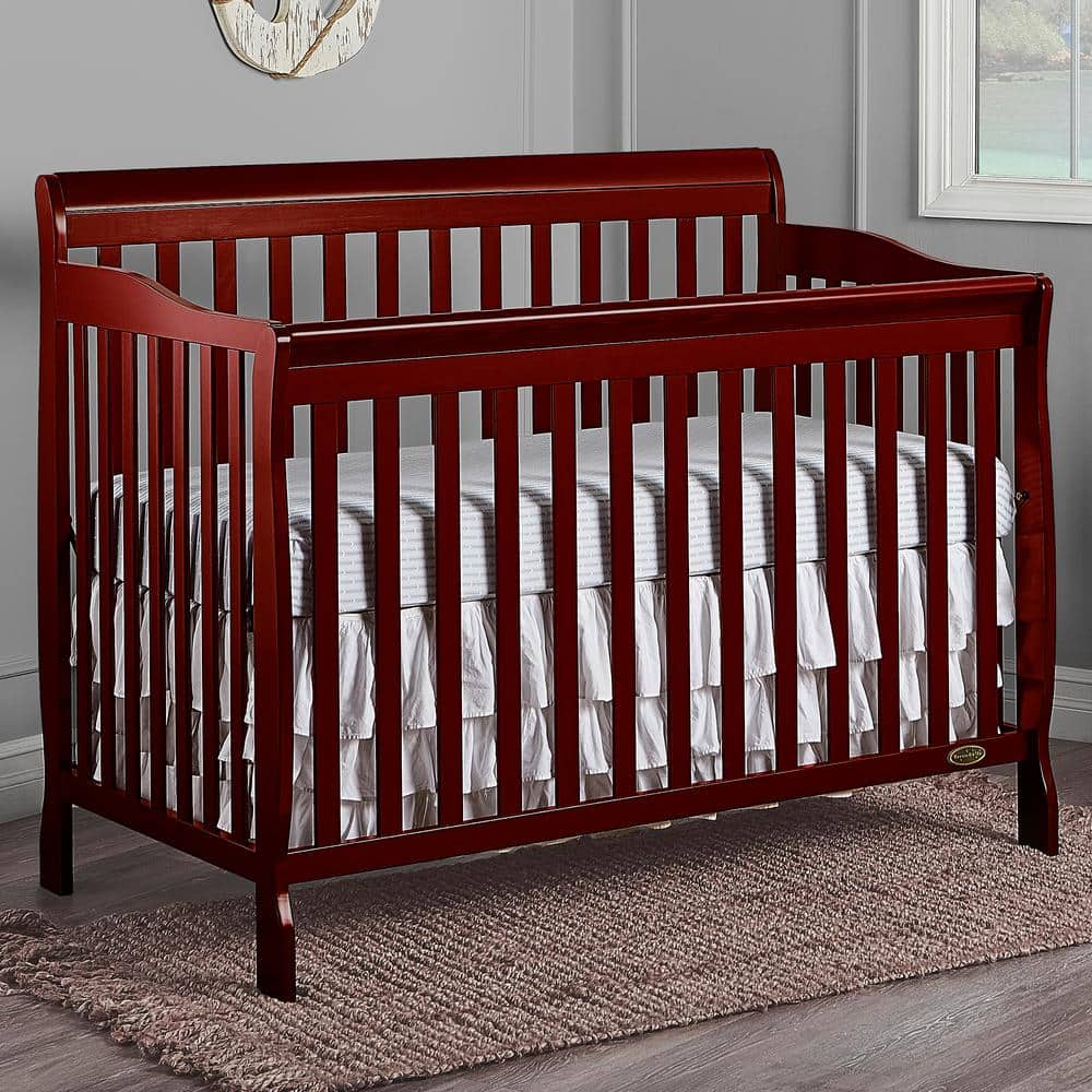Cherry Pinewood 4-in-1 Convertible Crib with Adjustable Mattress