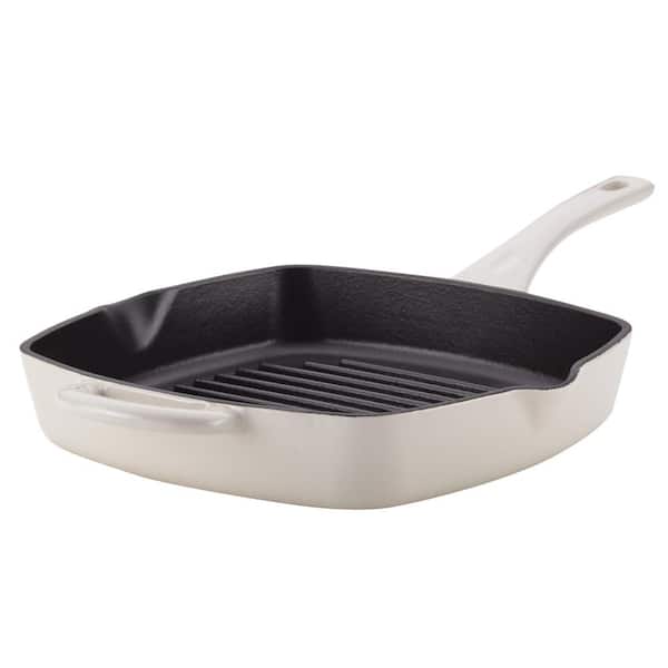 Inspired Home 10 Square Enameled Cast Iron Grill Pan - Pure White