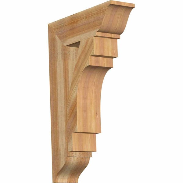 Ekena Millwork 6 in. x 34 in. x 22 in. Western Red Cedar Merced Traditional Rough Sawn Bracket