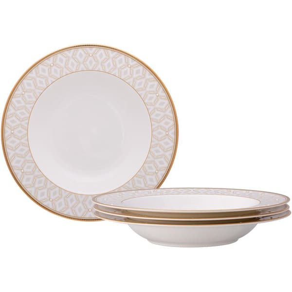 Noble Pearl 8.5 in., 12 fl. Oz. (White) Bone China Soup Bowls, (Set of 4)