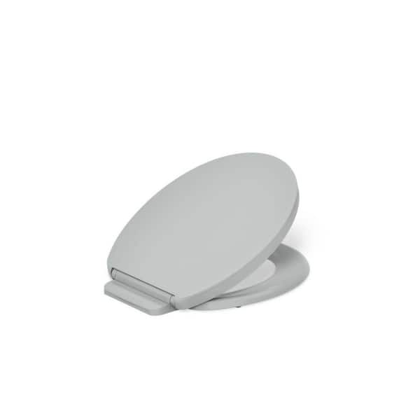 KOHLER Impro Round Ready Latch Quiet-Close Toilet Seat in Ice Grey