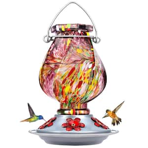 22 oz. Glass Hanging Hummingbird Feeder with 5 Feeding Ports (Purple)