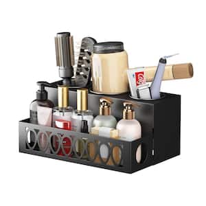 7.48 in. W Standalone installation Hair Tool Organizer in Black with 4 Compartments and 3 Separate Hot Steel Cups