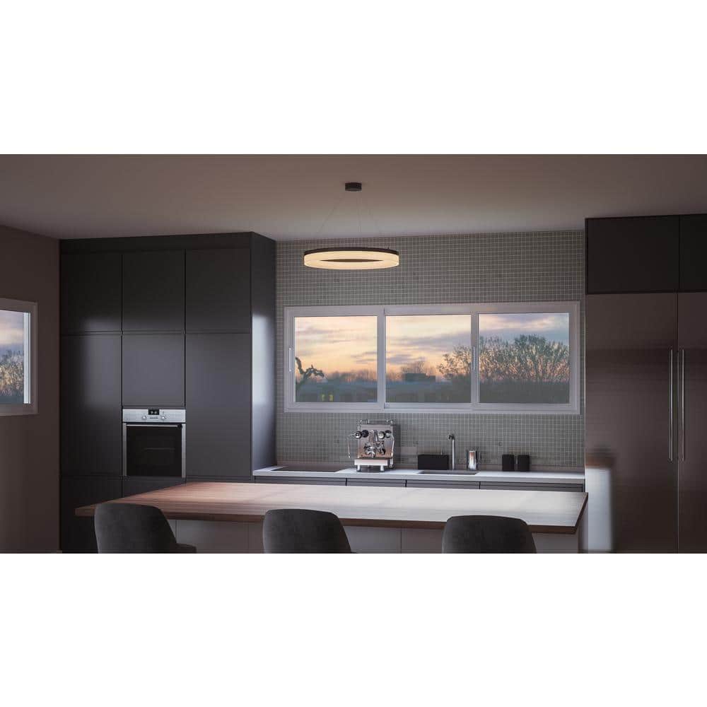 Cohen Contemporary LED Pendant in Oil-Rubbed Bronze with Etched Acrylic Shade
