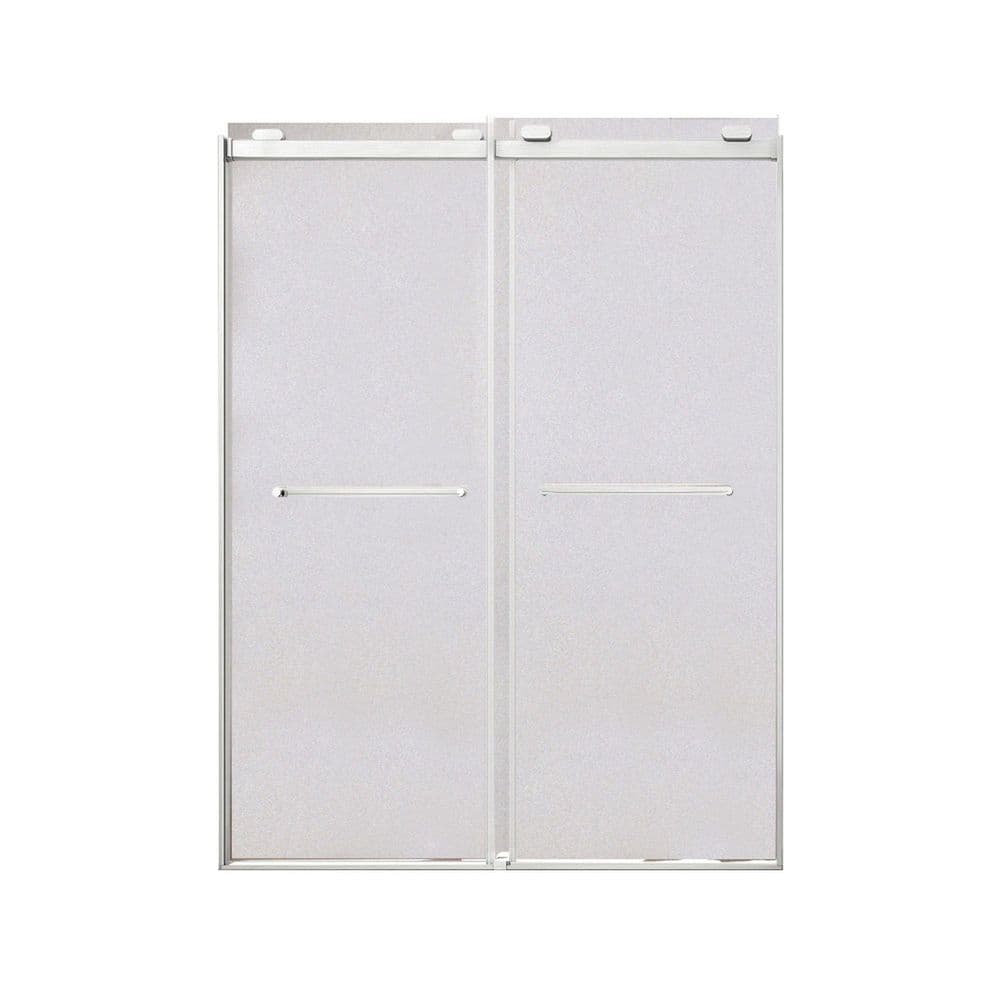 Olenna 60 in. W x 80 in. H Bypass Semi-Frameless Shower Door in Brushed Stainless with Silver Sparkling Glass price history on PriceWatchPro