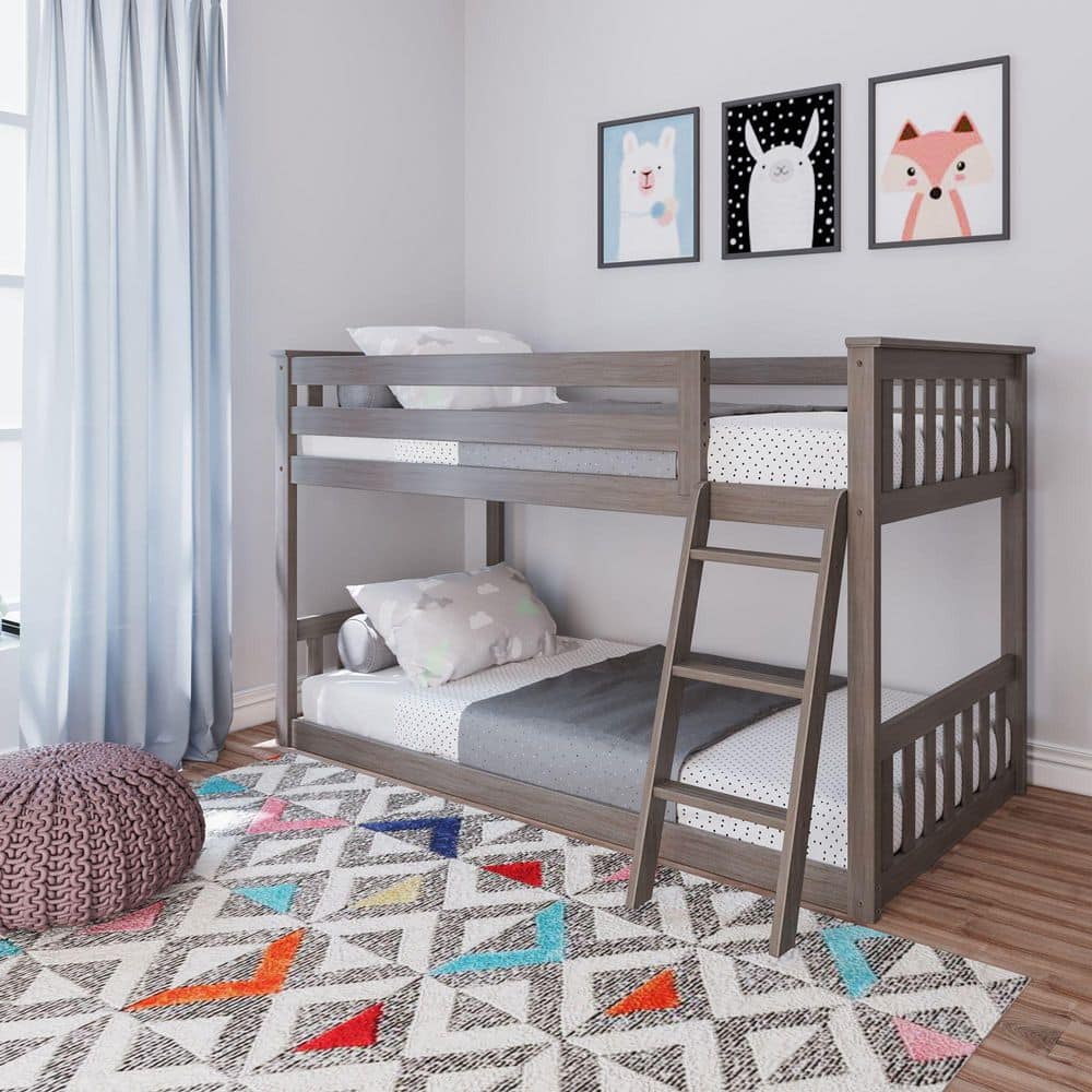 Clay Twin Over Twin Low Bunk Bed with Ladder