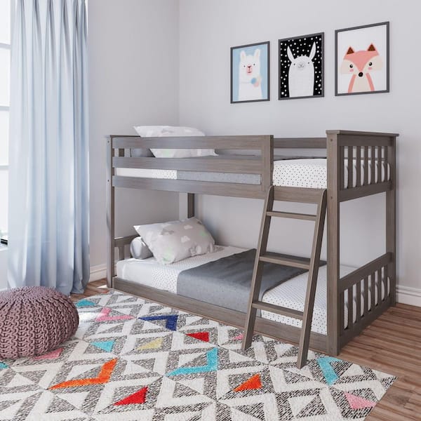 Clay Twin Over Twin Low Bunk Bed with Ladder