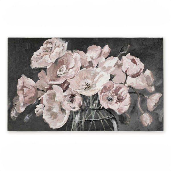 Flowers in Clear Vase Gray 18 in. x 30 in. Polyester Non-Slip Outdoor Door Mat