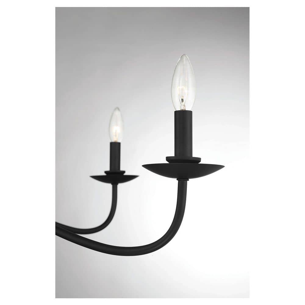 Matte Black Dramatic Curve 5-Light Chandelier