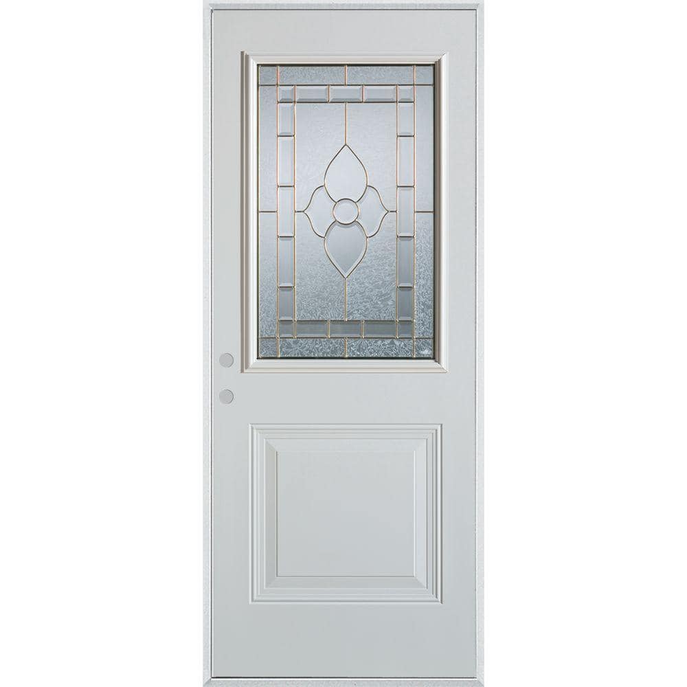 Traditional 36 in x 80 in 1 Panel Right-Hand/Inswing 1/2 Lite White Primed Smooth Fiberglass Prehung Front Door price history on PriceWatchPro