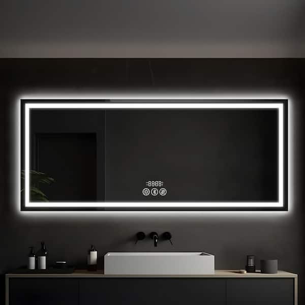 Dovelina 31.5 in. W x 70.9 in. H Full-Size Rectangular Frameless Anti-Fog LED Wall Bathroom Vanity Mirror