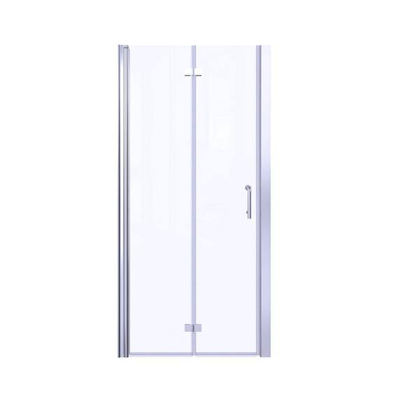 Boosicavelly 36 in. W x 72 in. H Bifold Semi-Frameless Shower Door in Chrome Finish with Clear Glass