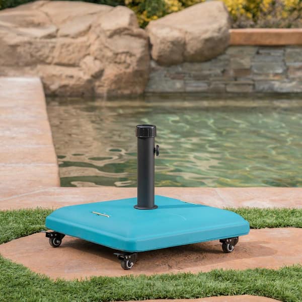Noble House Guadalupe 80 lbs. Concrete Outdoor Patio Umbrella Base in Teal