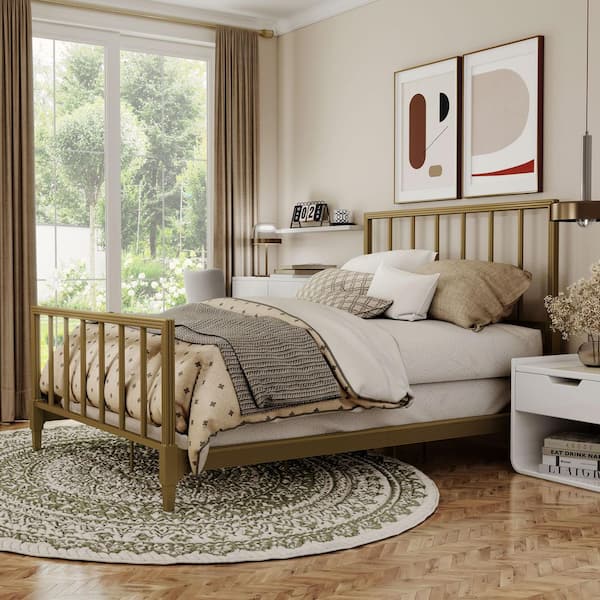 Rava Gold Metal Frame Full Panel Bed