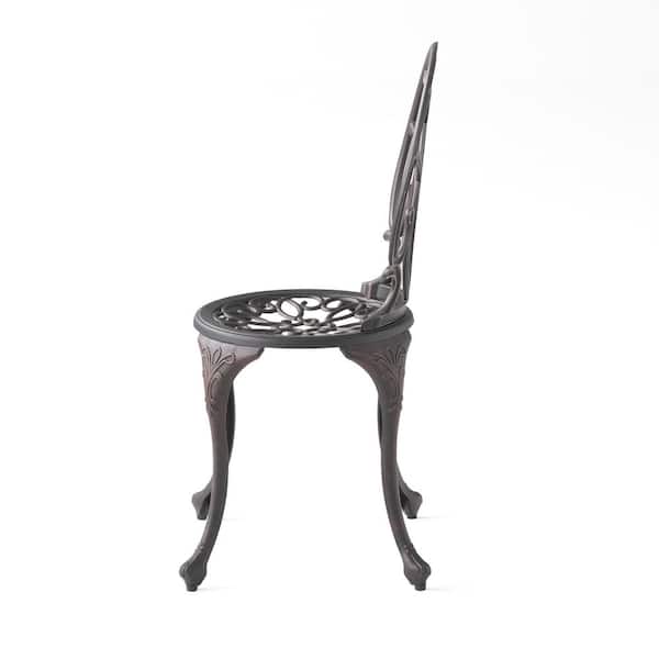 Charleston Brown 3-Piece Aluminum Round Outdoor Patio Bistro Set