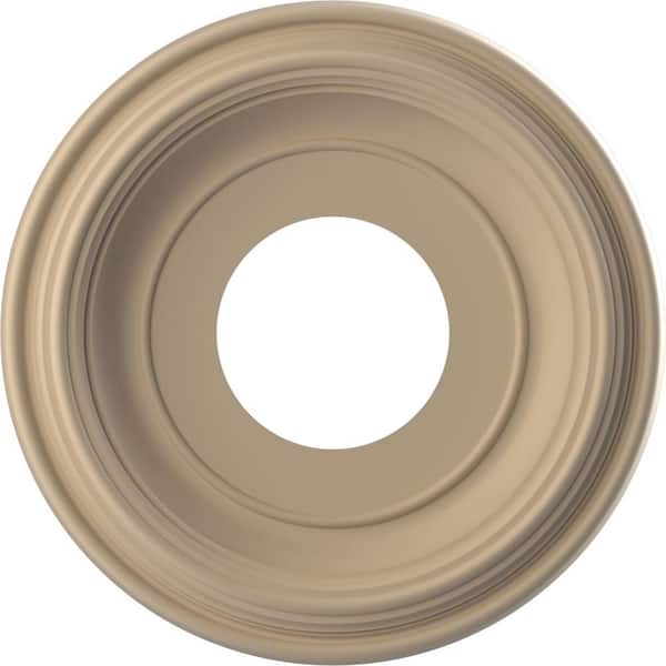 Ekena Millwork 10 in. O.D. x 3-1/2 in. I.D. x 1-1/8 in. P Traditional Thermoformed PVC Ceiling Medallion, UltraCover Satin Smokey Beige