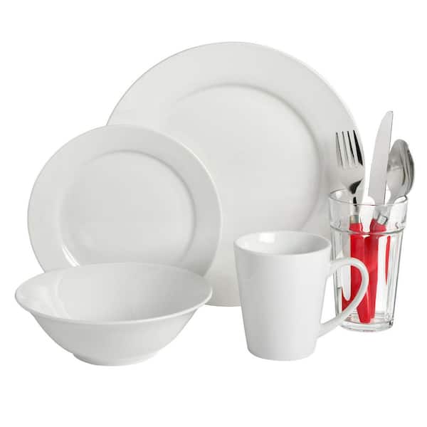Gibson 32 Piece Fine Ceramic Dinnerware Combo Set in White Service for ...