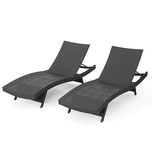 Salem Gray Faux Rattan Outdoor Chaise Lounges with Cover (Set of 2)
