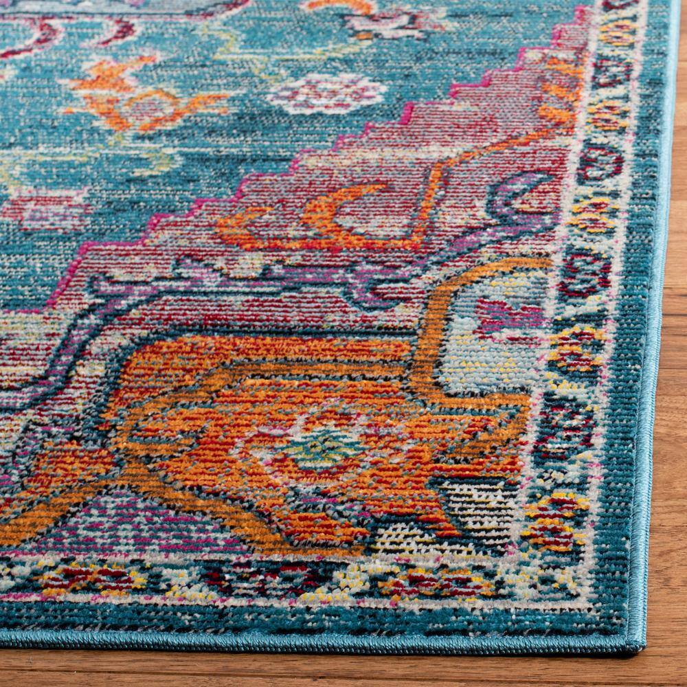 Teal & Rose Floral Reversible Hand-Knotted 4'x6' Area Rug