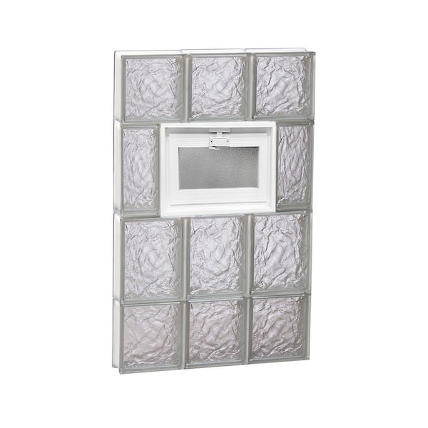 Clearly Secure 17.25 in. x 27 in. x 3.125 in. Frameless Ice Pattern Vented Glass Block Window