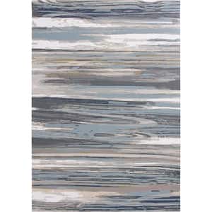 Abstract Blue 3 ft. x 5 ft. Vinyl Area Rug