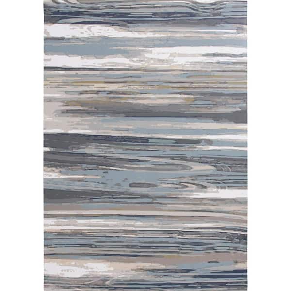 StyleWell Abstract Blue 3 ft. x 5 ft. Vinyl Area Rug