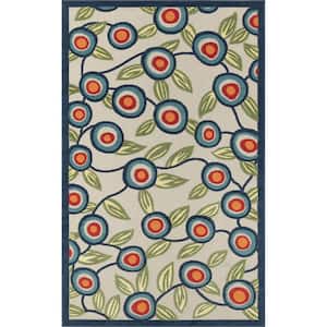 Clyde Turkish Blue/Multi 2 ft. x 3 ft. Abstract Floral High-Low Polypropylene Indoor/Outdoor Area Rug