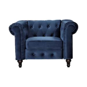 Brooks 39.76 in. Dark Blue Velvet Upholstered Chair