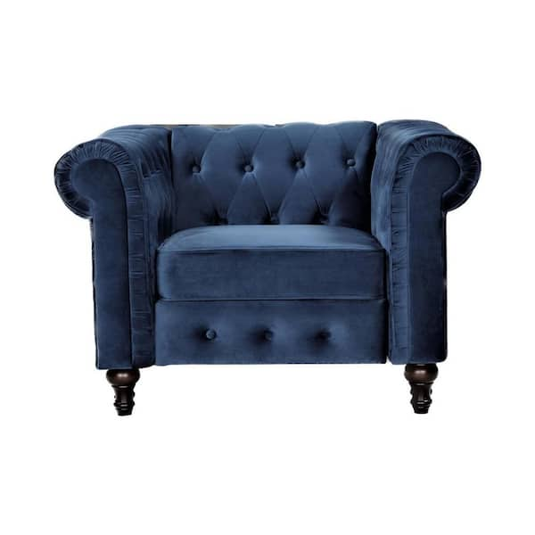 US Pride Furniture Brooks 39.76 in. Dark Blue Velvet Upholstered Chair ...