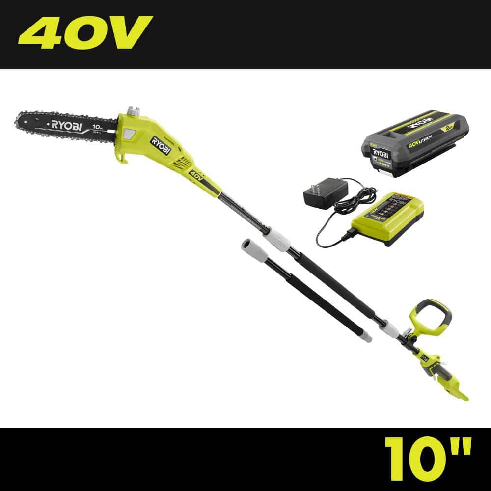 RYOBI 40V 10 Cordless Battery Pole Saw with Ah Battery and Charger  RY40560 The Home Depot